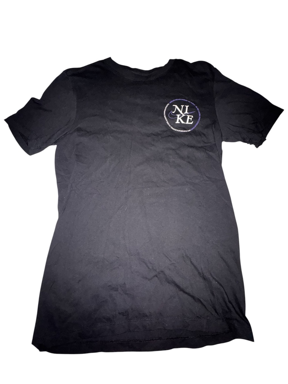 Nike Men’s Black Short Sleeve Tee with Circular Chest Logo | size S